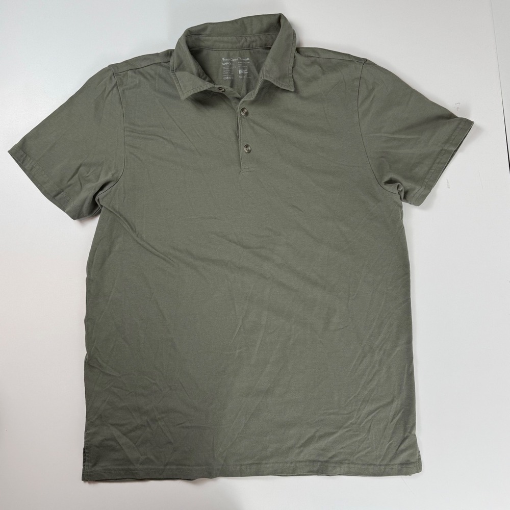 Fresh Clean Threads Mens Large Olive Green Stratusoft Blend Polo Shirt Short Slv